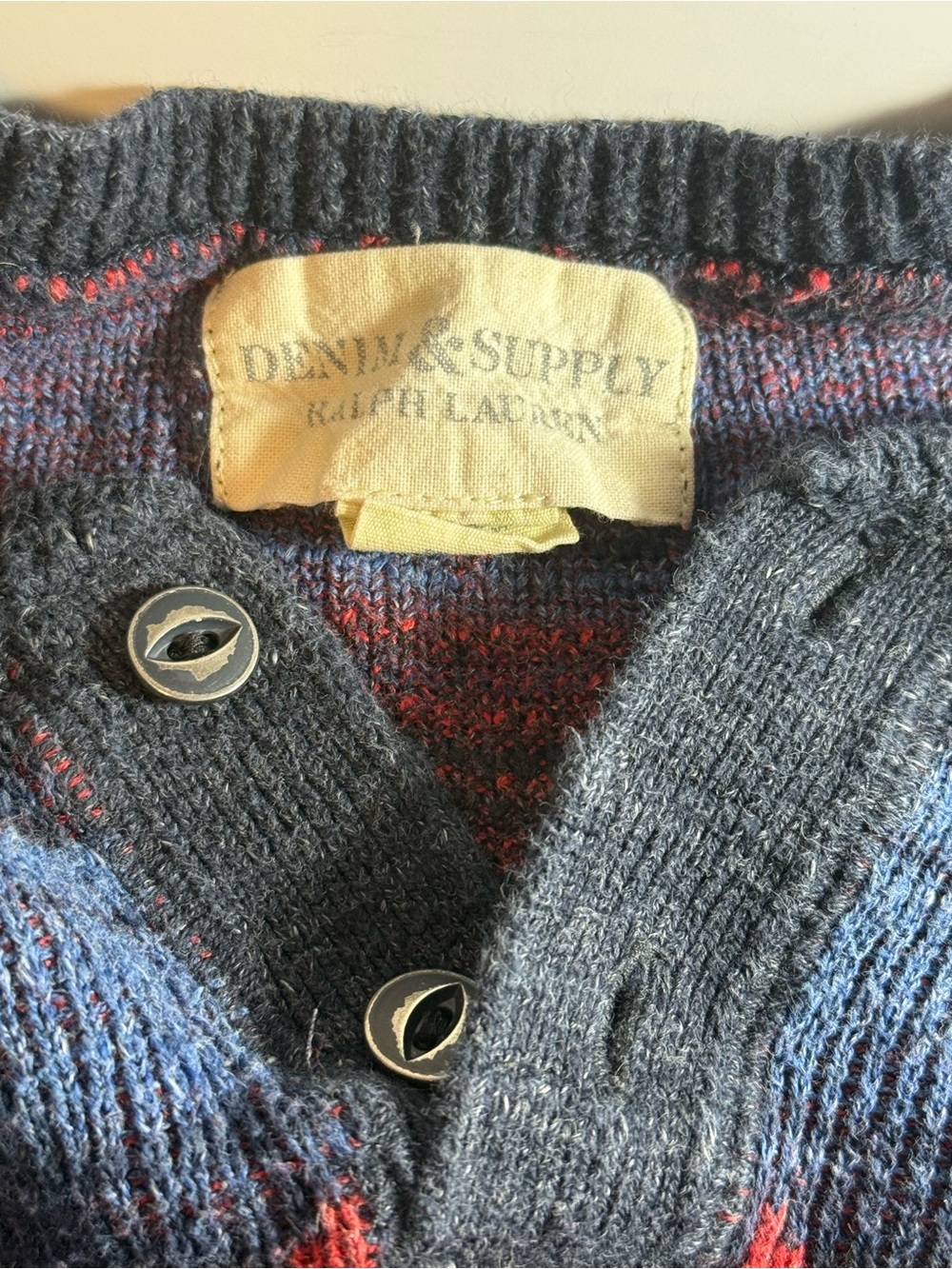 denim supply ralph lauren mens sweater Henley Medium Southwest Design Cotton - Picture 3 of 10